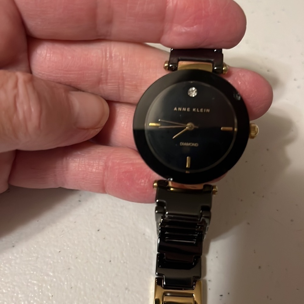 Anne Klein black and gold watch